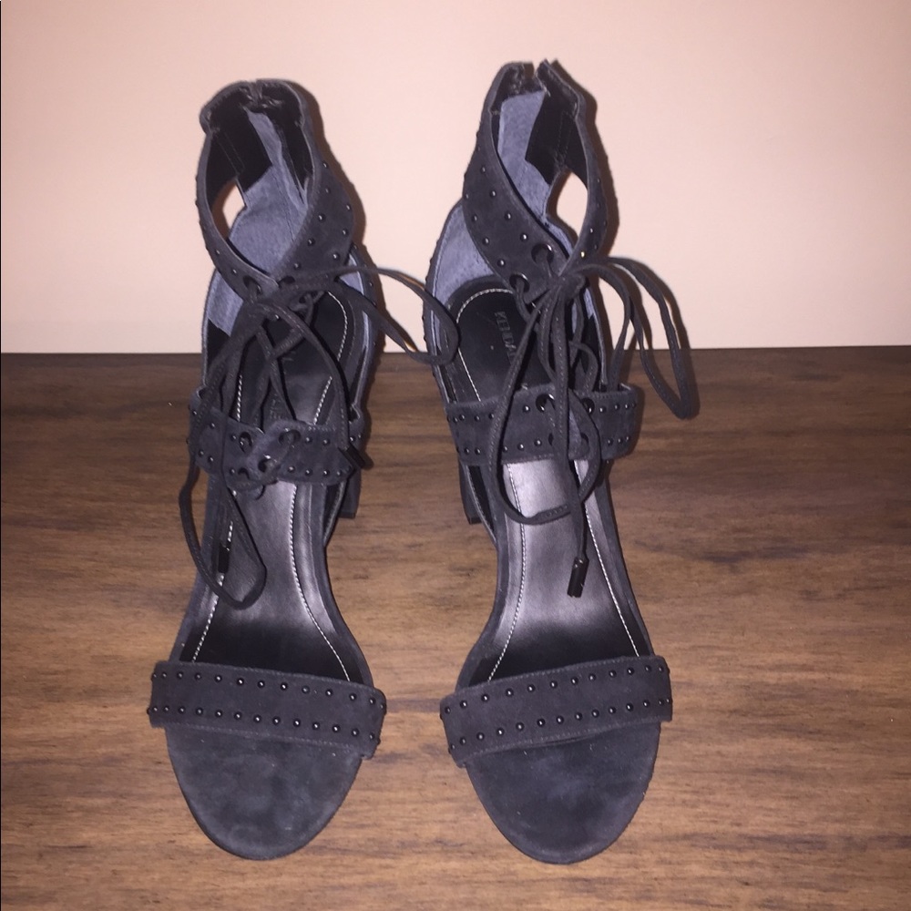 Kendall + Kylie Studded Suede Block Heel Sandals